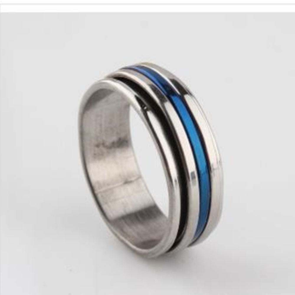 Blue and Silver Ring - Size 7, 8, 9 - Fashion